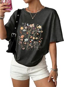 Camisetas de Verano para Mujer, Talla Grande, Cuello Redondo, Manga Regular, Estampadas, Tejido Holgado, Ecológicas, de Secado Rápido, Transpirables y Antiarrugas - Product Image 5