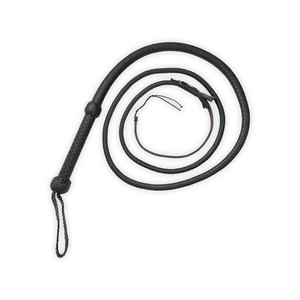 Fouet en cuir avec poignée tressée, design noir en spirale - Product Image 1