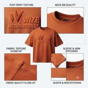 เสื้อยืดคอกลมทรงโอเวอร์ไซส์สำหรับผู้ชาย ผ้าฝ้ายเนื้อหนา พิมพ์ลาย 3 มิติ ด้านหน้าแบบพัฟฟ์ ระบายอากาศได้ดี เป็นมิตรกับสิ่งแวดล้อม คุณภาพสูง แบบเรียบ - Product Image 5