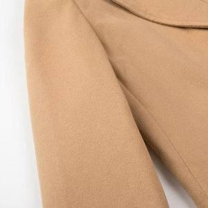 Manteau long en coton et laine de qualité supérieure, à double boutonnage, ceinturé, chaud et élégant pour femmes, idéal pour l'hiver. - Product Image 5
