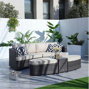 Ensemble de meubles de patio en rotin 5 pièces, lit de soleil et canapé-lit pour jardin et terrasse - Product Image 1