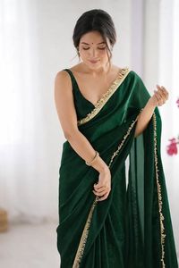 Georgette unie de style indien avec dentelle bordée, idéale pour les fêtes et festivals, prix de gros bas, qualité supérieure de style pakistanais - Product Image 3