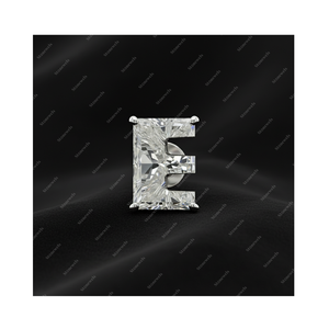 Boucles d'oreilles en argent sterling 925 plaqué or fin avec diamant de laboratoire certifié GIA IGI DEF VVS VS, lettre initiale E, cadeau pour lui ou elle - Product Image 1