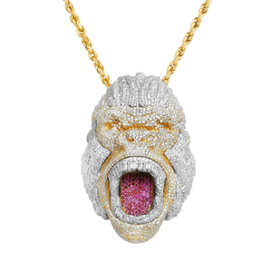 Luxury 18K Gold Plated Animal Pendant <b>Necklace</b> With <b>Ruby</b> Inlay Box Chain Unisex Everyday Wear - Product Image 2