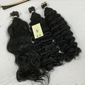 12A Birmano Rizado Natural Negro Doble Cinta en Extensiones de Cabello Humano Super Doble Extensiones de Cabello Extensiones - Product Image 2