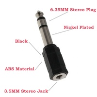 Adaptateur stéréo Offre Spéciale nickelé OEM 6.35mm mâle vers jack 3.5mm femelle pour casque.