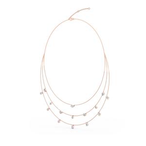 Mixed Cut Lab Grown Diamond Triple Strand <b>Chain</b> Dangle Charm Station <b>Necklace</b> 18 Inch Yellow White <b>Rose</b> <b>Gold</b> Luxury Women's - Product Image 1