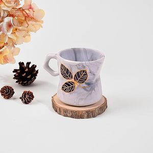 Set of 2 Classic Floral Marble Pattern <b>Tea</b> <b>Cups</b> Leaf-Imprinted Ceramic for Home Use for Afternoon <b>Tea</b> - Product Image 4