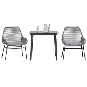 Conjunto de Comedor de Jardín de 2 Plazas en Ratán PE Gris con Fundas Extraíbles - Product Image 1