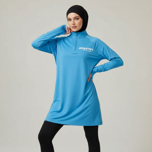 Elegante Top Musulmán de Manga Larga con Orificios para Pulgares para Mujer, Cómodo, Suave, Transpirable, UPF50+, Ecológico, Deportivo Informal - Product Image 1