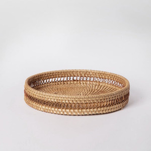 Plateau de service rond en rotin le plus vendu, OEM, avec assiettes pour la décoration de table, meilleur prix du Vietnam, vente en gros - Product Image 2