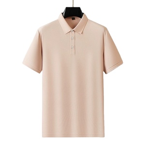 Chemise décontractée tricotée pour homme, noire unie, à manches courtes, coupe classique, en tissu sergé Spandex/Polyester, infroissable, 180g, avec logo frontal - Product Image 4