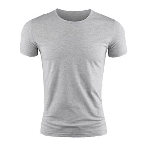 เสื้อยืดแขนสั้นคอกลมทรงเข้ารูปสำหรับผู้ชาย สีพื้น ผ้าถัก สวมใส่สบาย สีเขียว สีดำ สีเทาเข้ม สีเทาอ่อน สีน้ำเงินกรมท่า สีขาว - Product Image 1