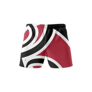 <b>Men</b> Red Solid Sport <b>Shorts</b> Front Logo Mid Elastic Waist <b>White</b> Side Stripes Quick Dry 100% Polyester Digital Printing Summer - Product Image 1