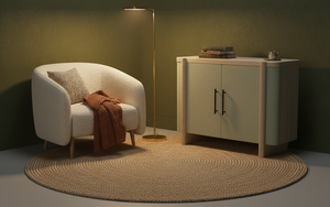 Buffet moderne à 2 portes en chêne massif pour salon - Rangement résistant à l'eau avec design minimaliste - Product Image 5