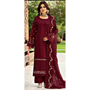 Conjunto de Salwar Kameez de Poliéster para Mujer, Estilo Internacional, Transpirable, Corte Regular, Largo hasta la Rodilla, Tradicional, para Fiestas, Antiarrugas - Product Image 4