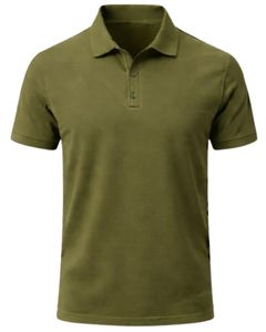 เสื้อโปโลผู้ชายสีเขียวมะกอกแบบคลาสสิก แขนสั้น สวมใส่สบายสำหรับฤดูร้อน รับผลิตตามสั่ง พร้อมปักโลโก้  ผู้ผลิต OEM จำหน่ายส่ง - Product Image 1
