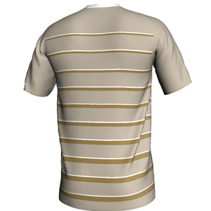 Camiseta de Fútbol Personalizada con Múltiples Rayas Finas, Cuello en V, Color Beige Dorado, Sublimación, Secado Rápido, Uniforme de Fútbol para Hombre - Product Image 3