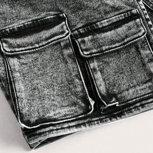 Pantalones cortos de verano para mujer, de algodón lavado, estilo casual, ligeros, de pierna recta, de cintura media, vaqueros de mezclilla. - Product Image 4