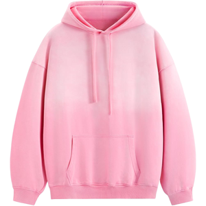 Hoodie Oversize Tricoté Rose Effet Délavé Luxe Hiver Style Vintage en Coton Doux Polaire Streetwear pour Hommes et Femmes - Product Image 1