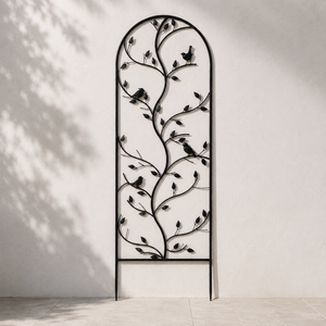 Panel de soporte para plantas de metal negro con diseño de hojas de hierro forjado, arqueado, para jardín, patio y césped, decoración exterior para flores - Product Image 2
