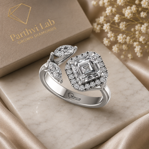 แหวนเพชรทรง Asscher แบบ Lab Grown ทอง 9 กะรัต, 14 กะรัต, 18 กะรัต สำหรับแหวนหมั้นผู้หญิง - Product Image 1