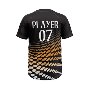 Camiseta de Béisbol Negra Personalizable con Número de Jugador, Impresión Sublimada, Absorbe la Humedad, Corte Regular para Hombre, Manga Corta, Ropa de Equipo - Product Image 3