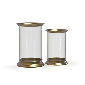 เชิงเทียนทรงกระบอกสีทองลายใบมอนสเตอร่าสำหรับตกแต่งบ้าน - Product Image 2