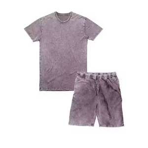 Custom Wholesale OEM Manufacturer Supplier Acid Wash Cotton Jersey Summer <b>Set</b> 240 GSM Bulk Production - Product Image 4