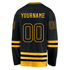 Camiseta de Hockey Personalizada de Malla de Poliéster, Manga Larga, Negra y Dorada a Rayas, Uniforme Deportivo Personalizado para Equipo - Product Image 2