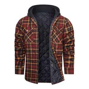 Plaid <b>Flannel</b> Shirt <b>Jacket</b> for Men Winter <b>Jacket</b> Fabric Warm Vintage Custom Logo Brushed Plaid Casual Sherpa Lined Fleece Canvas - Product Image 3