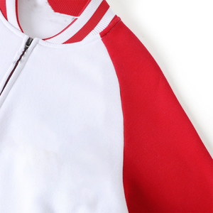 เสื้อแจ็คเก็ตซิปผ้าฟลีซสีขาวทูโทน AKA Psi - เสื้อแจ็คเก็ตบอมเบอร์แบบยูนิเซ็กซ์สีแดงเข้มและสีครีม สไตล์ Letterman สำหรับสตรีทแวร์และกิจกรรมกลางแจ้ง - Product Image 3