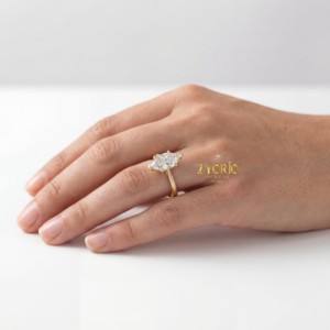 Anillo de Compromiso de Diamante Marquise Cultivado en Laboratorio de Primera Calidad, Claridad VS, Moderno, 1.5 Quilates, Oro Sólido, Regalo para Mujer, Boda, Fiesta - Product Image 3