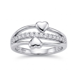 Bague en platine PT950 pour femme avec diamant en forme de cœur, diamants naturels taille brillant ronde couleur G, style romantique pour fiançailles - Product Image 1