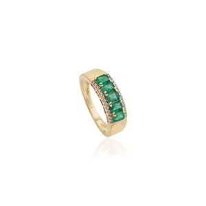 Anillo de Boda Clásico de Diseño Sencillo con Esmeralda y Diamantes en Oro Amarillo de 14K, Piedra de Nacimiento de Mayo, Joyería Recién Llegada - Product Image 3