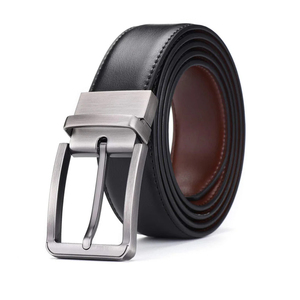Cinturón de Cuero Vacuno con Hebilla Antirrayas para Hombre, Cinturón Delgado de Vestir, Cinturón de Cuero Genuino Vintage para Hombre, Correa para Jeans con Hebilla de Latón Sólido - Product Image 1