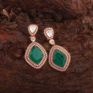 <b>Emerald</b> Green Moissanite Stud <b>Earrings</b> in Rose <b>Gold</b> White <b>Gold</b> Platinum - Product Image 1