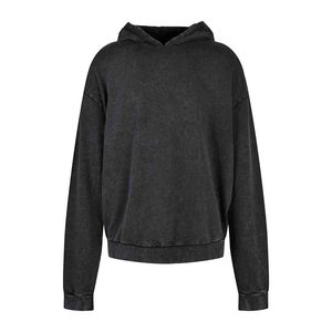 Acid Wash 2025 Rhinestone Digital Printing 100% Cotton <b>Fleece</b> Winter Hoodie Men Medium <b>Black</b> Pullover Breathable Windproof - Product Image 1