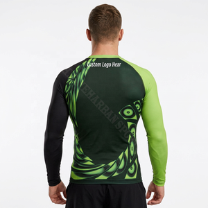Camiseta de Compresión de Manga Larga Sublimada Personalizada para Hombre, Protección UV, Secado Rápido, Ecológica, Negra/Verde - Product Image 2