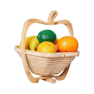 Foldable Bamboo Apple Shaped Dried Fruit <b>Basket</b> Decorative Fruit Snack Serving <b>Basket</b> for Kitchen Dining <b>Table</b> Home Decor - Product Image 4