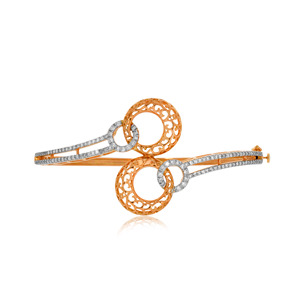 Elegant GLEAMORA ENTERPRISE 18K Rose Gold <b>Bangle</b> <b>Bracelet</b> Women Intricate Infinity-Inspired Loop Design Sparkling Lab Diamond - Product Image 2