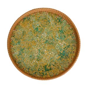 Plateau en laque coquille d'oeuf avec bord en rotin Panier à fruits Fait à la main Cuisine Snack Panier de rangement Ustensiles de cuisine Made in Vietnam - Product Image 1