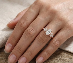 1.24CT Oval Diamond Engagement <b>Ring</b> 18K Real Gold E VVS2 Clarity Lab Grown Diamond Wedding <b>Ring</b> Cluster Dainty <b>Ring</b> Promise <b>Ring</b> - Product Image 4