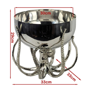 Luxury Antique Silver Champagne <b>Ice</b> Bucket Metal Wine <b>Cooler</b> Octopus Design Aluminium Casted Vintage Bar Party Beverage Tub - Product Image 2