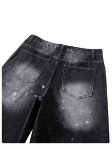 Pantalones Vaqueros Clásicos para Hombre en Negro y Azul con Diseño de Pierna Ancha y Holgada con Detalles Desgastados para Todo Tipo de Cuerpo - Product Image 6