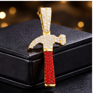10K Gold Custom Trendy Sword Shape Unique Luxury Hammer Warrior Necklace Jewelry Diamond Tester Gemstone Moissanite Iced Charms - Product Image 2