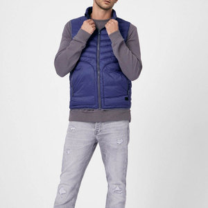 Veste matelassée sans manches bleue pour homme Econex Sports, fermeture éclair, coupe-vent, vêtements d'hiver décontractés, rembourrage en polyester, à capuche - Product Image 2
