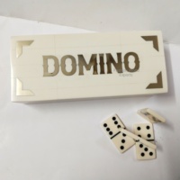 Coffret de dominos contemporain avec couvercle à motif dominos audacieux, jeu de société de table haut de gamme, cadeau familial