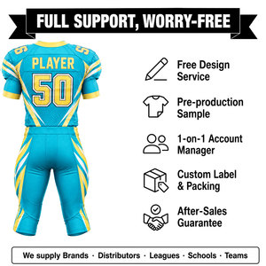Camiseta de Fútbol Americano Personalizada para Hombre, Sublimada, Transpirable, de Poliéster, Cuello en V, Manga Corta, Número de Equipo 50 - Product Image 3