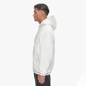 Sudadera con Capucha y Cremallera para Hombre, Talla Grande, Color Blanco Sólido, Felpa, Informal, para Otoño, Corte Regular, Manga Larga, con Bolsillos - Product Image 4